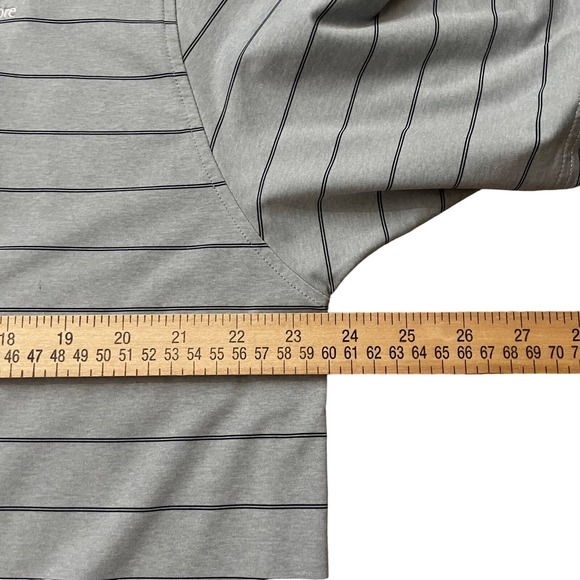 Footjoy Shirt Men's Large Gray Striped Short Sleeve Golf Polo Shirt Stretch Logo - Picture 8 of 10